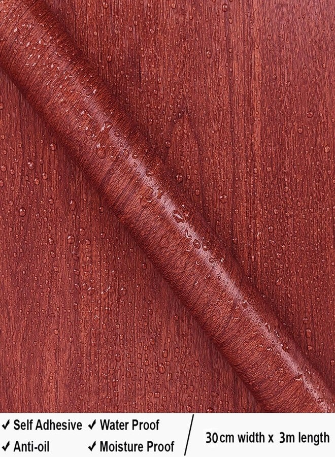 HOMEMATES Self Adhesive Wallpaper Waterproof Old Furniture Vinyl Stickers Wooden Door Wardrobe Desktop PVC Wall Papers (30 x 304cm-RED SANDLEWOOD) - Image 4